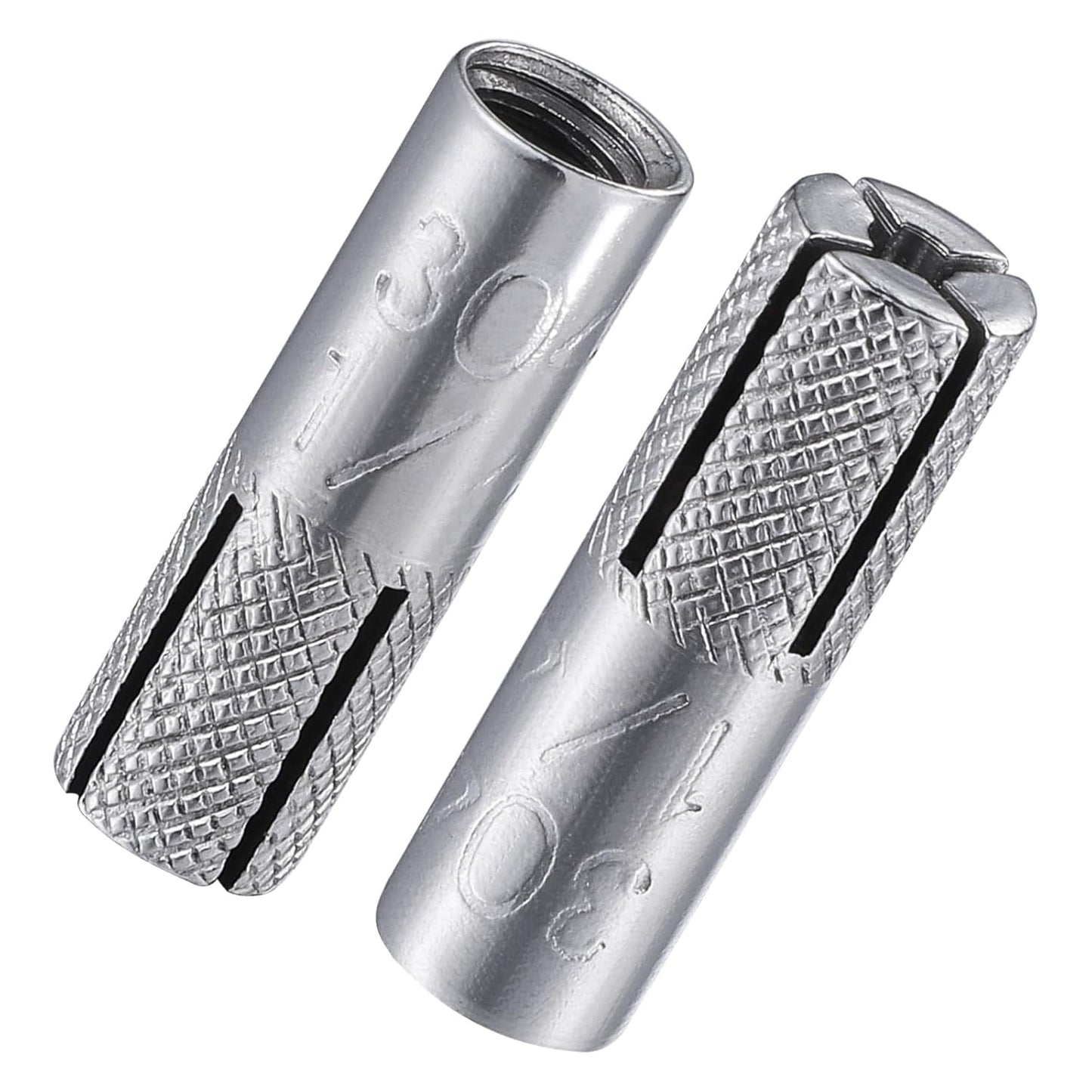 Wensilon(20 pcs) 1/4"-20 Premium Stainless Steel Drop in Anchors Assortment, Knurled Drop-in-Anchor for Solid Concrete, Internal Forced Expansion Screw Bolts