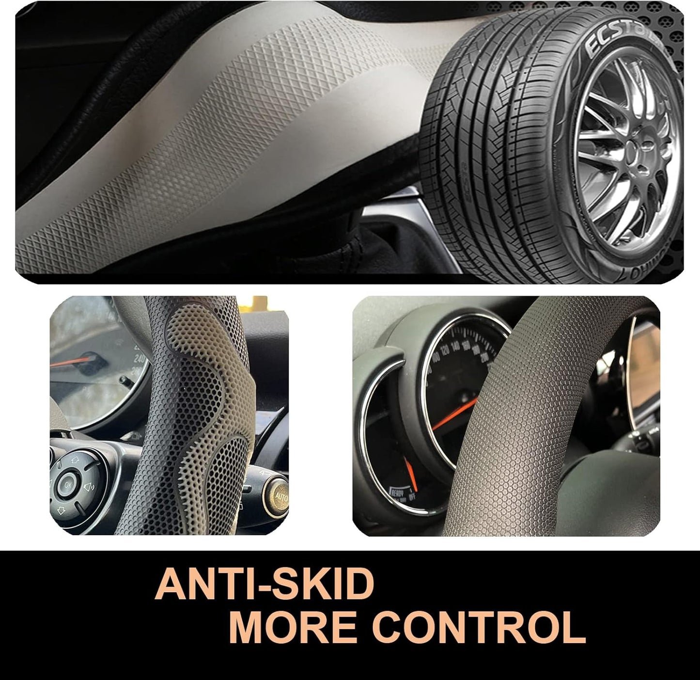PINCTROT XL Size 17.5-18 Inch Comfy Grip Steering Wheel Cover for Semi Truck, Fits RV, Big Rig Trucker, 18 Wheeler and Classic Cars, Anti-Slip Design 17.5-18 Inch(Silicone Gray)