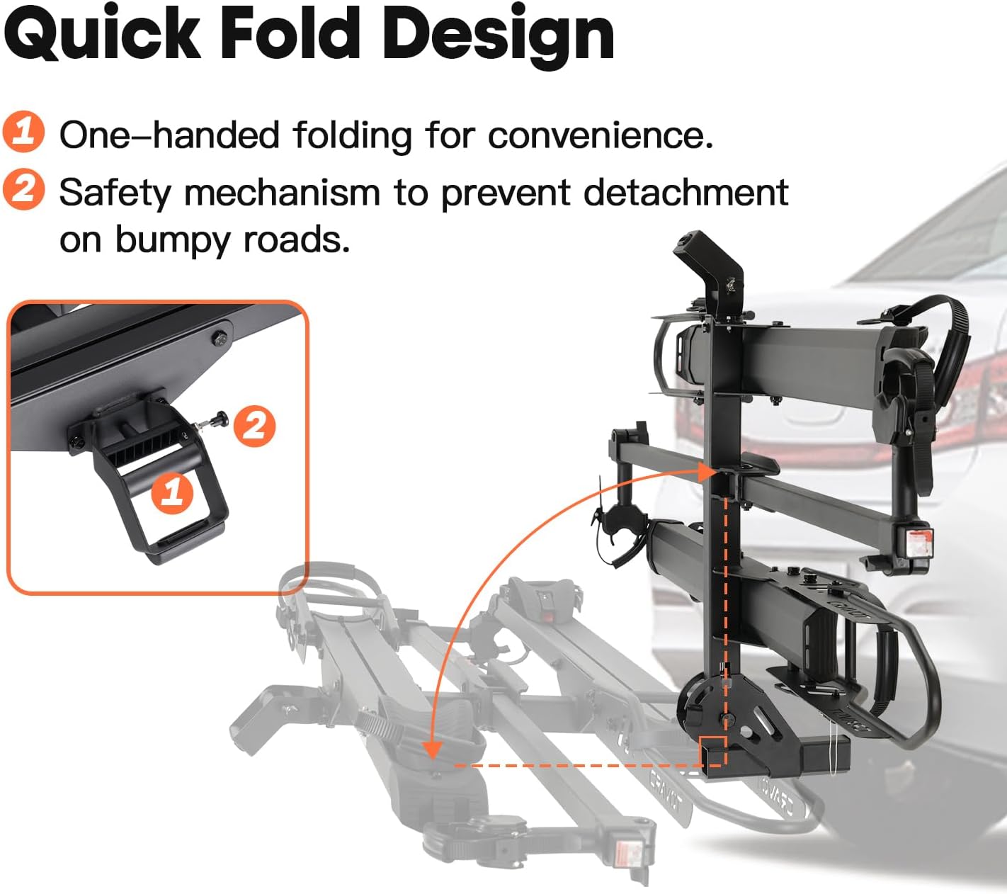 CyberRack E2 Plus EBike Rack with Ramp, 3Positions Foldable, 200 lbs Capacity Heavy Bike Rack Carrier for 2 E-Bike, Foldable Bike Racks for Tow Hitch Up to 5-in Fat Tire 2'' Receiver