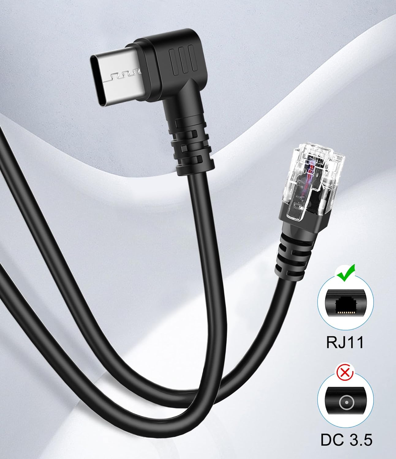 PD3.0 Radar Detector Cable, with Type-C to RJ11 Plug ,Replacement Radar Detectors Power Cable,for Escort Passport 9500i MAX360 Uniden R1 R3 DFR8 DFR9 Radenso XP Beltronics STI Radar Detector and more