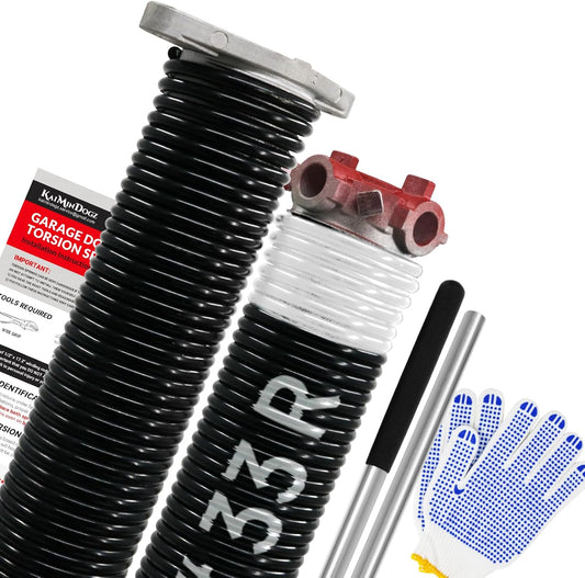 Pair of 1.75" Garage Door Torsion Springs Set with Non-Slip Winding Bars&Gloves, High Precision Electrophoresis Oil-Free Black Coated for Replacement, MIN 16,000 Cycles (0.218 x 1.75"x 33")