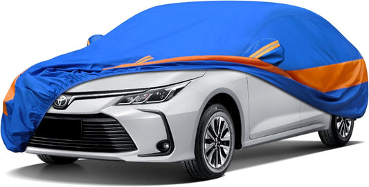 Heavy Duty Outdoor Car Cover Windproof All Weather Waterproof Sun Rain UV Dust Snow Protection Outdoor,Fit Toyota Corolla/Prius, Honda Civic, Kia Forte, Nissan Sentra etc.Size A3