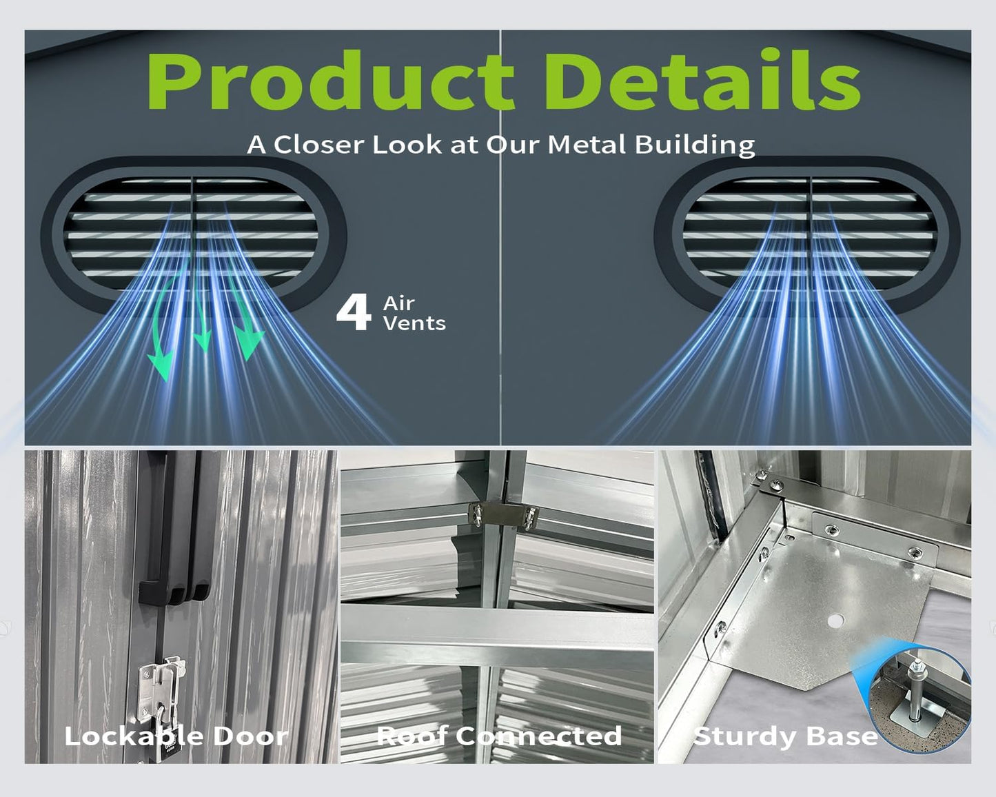 20 x 13 FT Outdoor Storage Shed, Large Metal Garden Shed with 2 Lockable Doors, Tool Shed Outdoor Storage with 4 Air Vents, Garage Shed Waterproof for Car, Truck, Bike, Garbage Can, Tool, Dark Gray