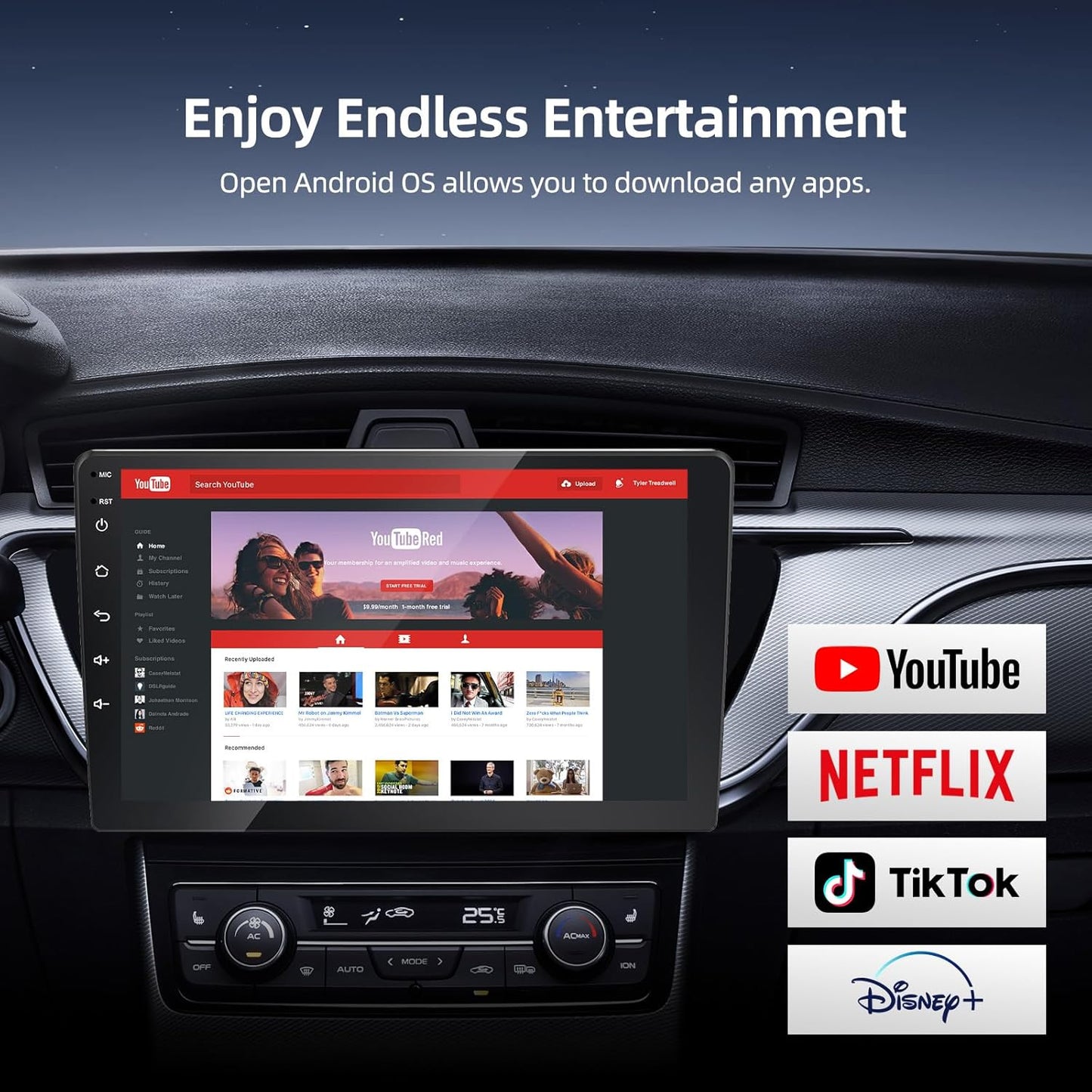 Wireless CarPlay & Android Auto Adapter with Play Store/YouTube/Netflix/Disney+[32GB] Support Screen Mirroring/TF Card/USB Drive,Fit for Built-in Wired CarPlay Car,FEXIER X Car Play Video Magic AI Box