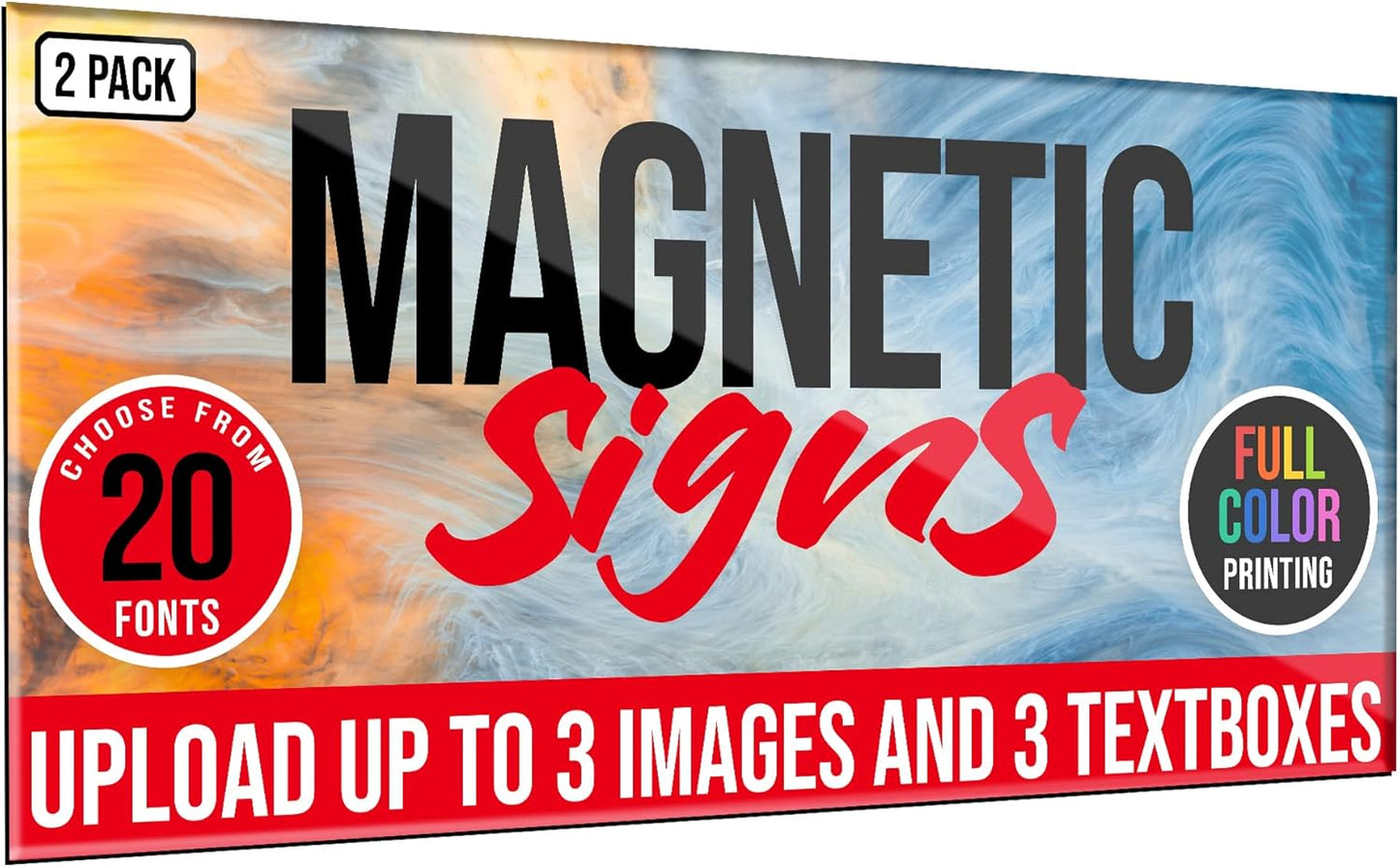 2 Pack, Personalized Magnetic Signs for Vehicles, Custom Car Magnets for Businesses, Customized Full Color Magnetic Truck Signs, 12x24 Car Magnet Signs (Design E)