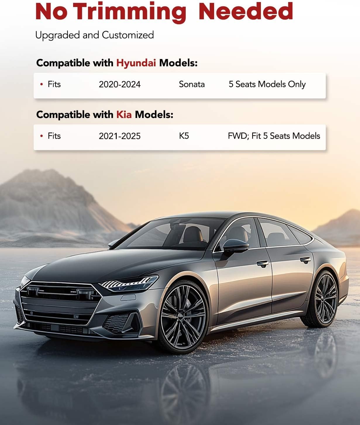 YHTAUTO Floor Mats Fit 2020-2024 Hyundai Sonata & 2021-2025 Kia K5 FWD, TPE All Weather Car Mats Waterproof Anti-Slip Odorless Floor Liner, Interior Car Accessories Front & 2nd Row Liner 3MM