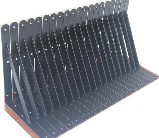 20 Pack L10 x H 8" Black Heavy Duty Shelf Brackets with Screws Metal Shelf Brackets Shelf Support Angle Brackets for Shelves L Brackets Heavy Duty Floating Shelf Brackets