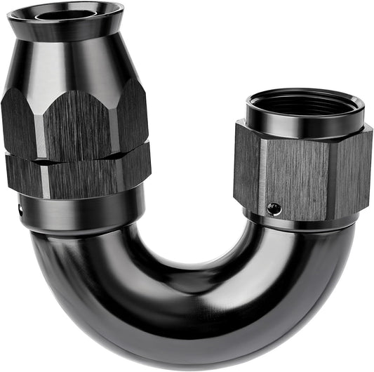 EVIL ENERGY 8AN 180 Degree PTFE One Piece Full Flow End Hose Fitting Aluminum Black