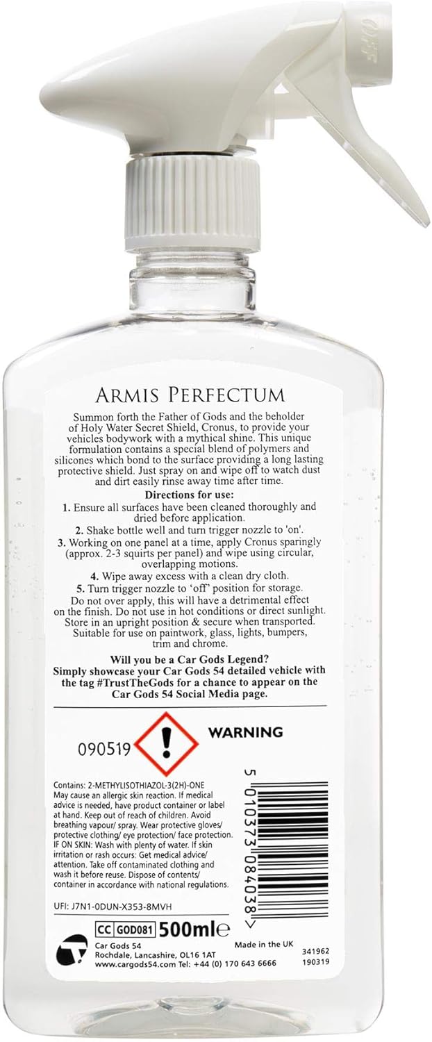 Car Gods Holy Water Secret Shield Polish, Paint Sealant, Protection Against Water and UV Damage, Hydrophobic Nano Coat Repels Dirt., 17 Fl Oz