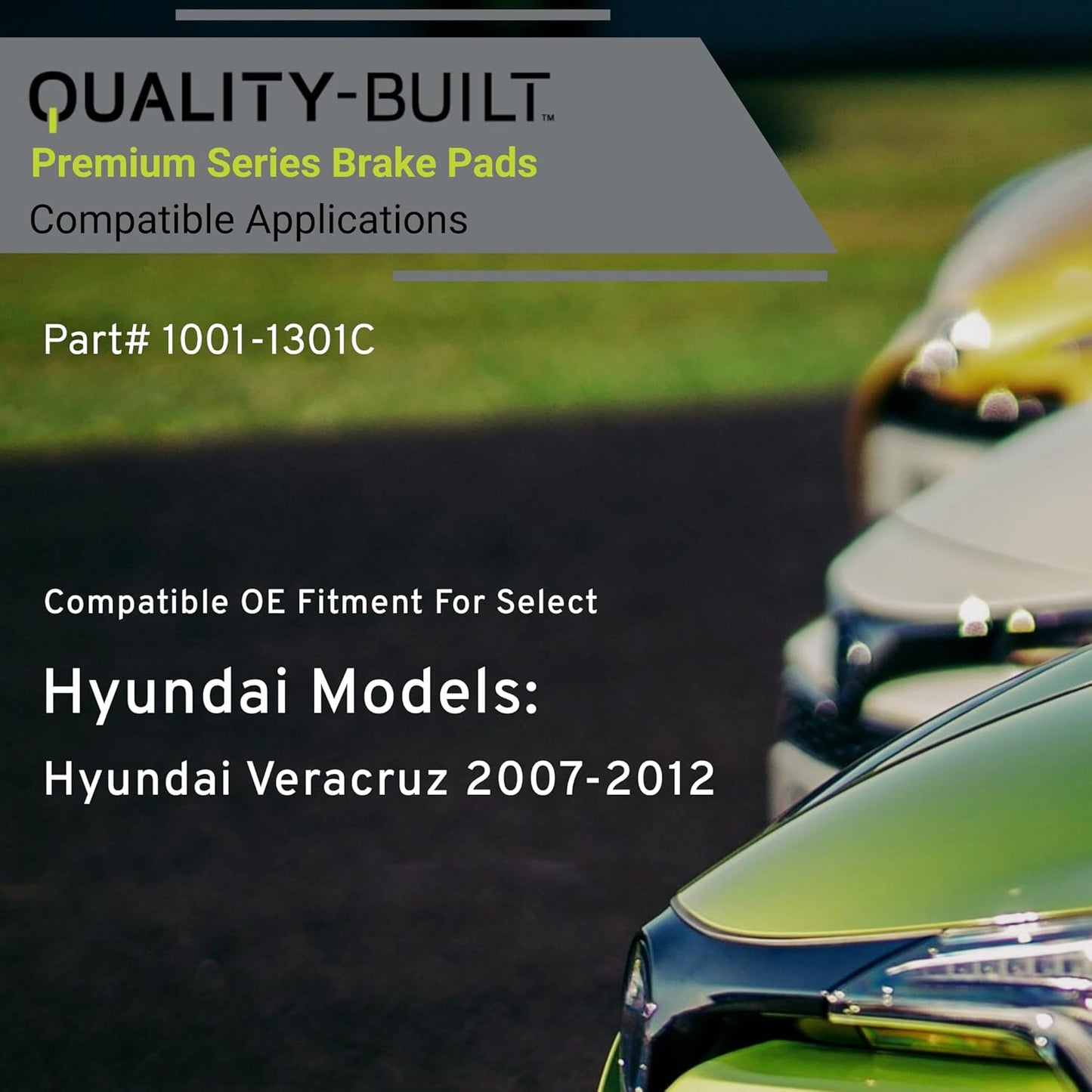 Premium Ceramic Front Brake Pads (1001-1301C) Compatible with Hyundai Veracruz 2007-2012