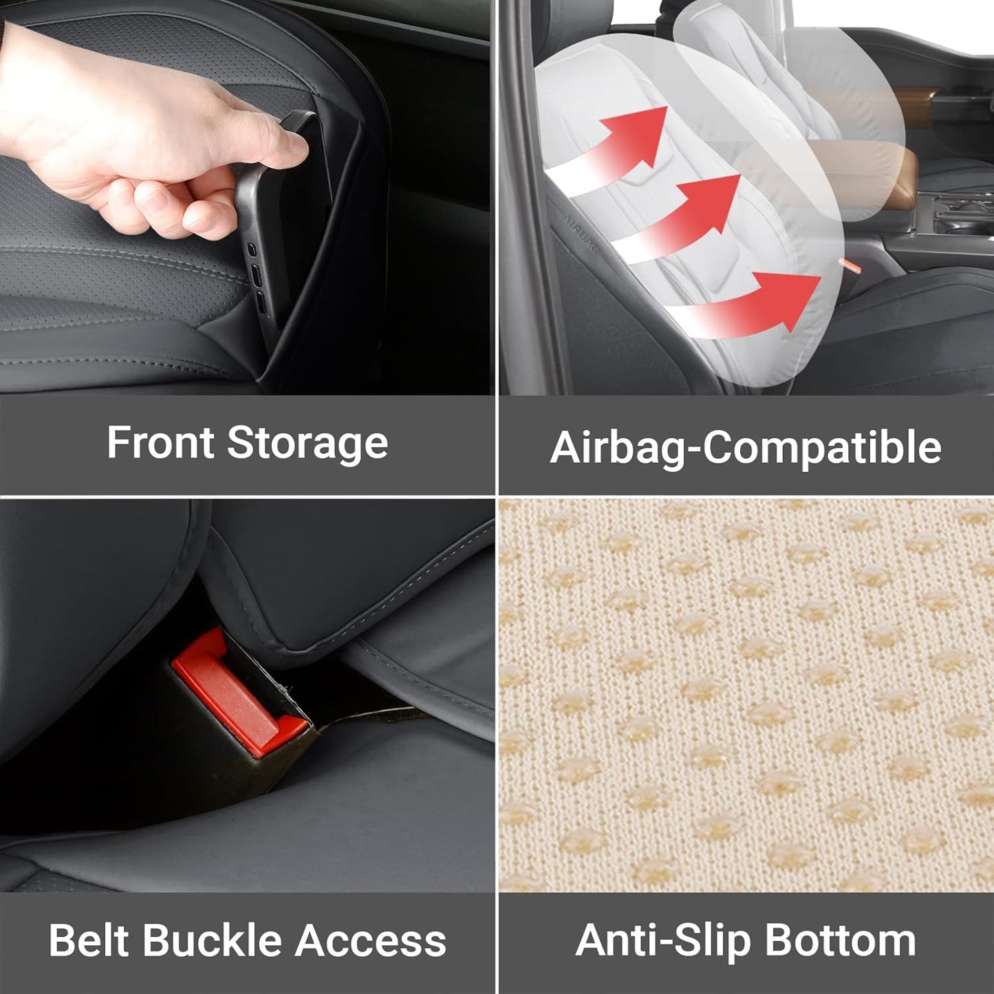 Coverland Custom Car Seat Covers Compatible with 2007-2013 Tundra Double Cab - Premium Leather Non-Slip Memory Foam Waterproof Cover Interior Protector Full Set-Dark Gray [See Size Chart-Size X134]