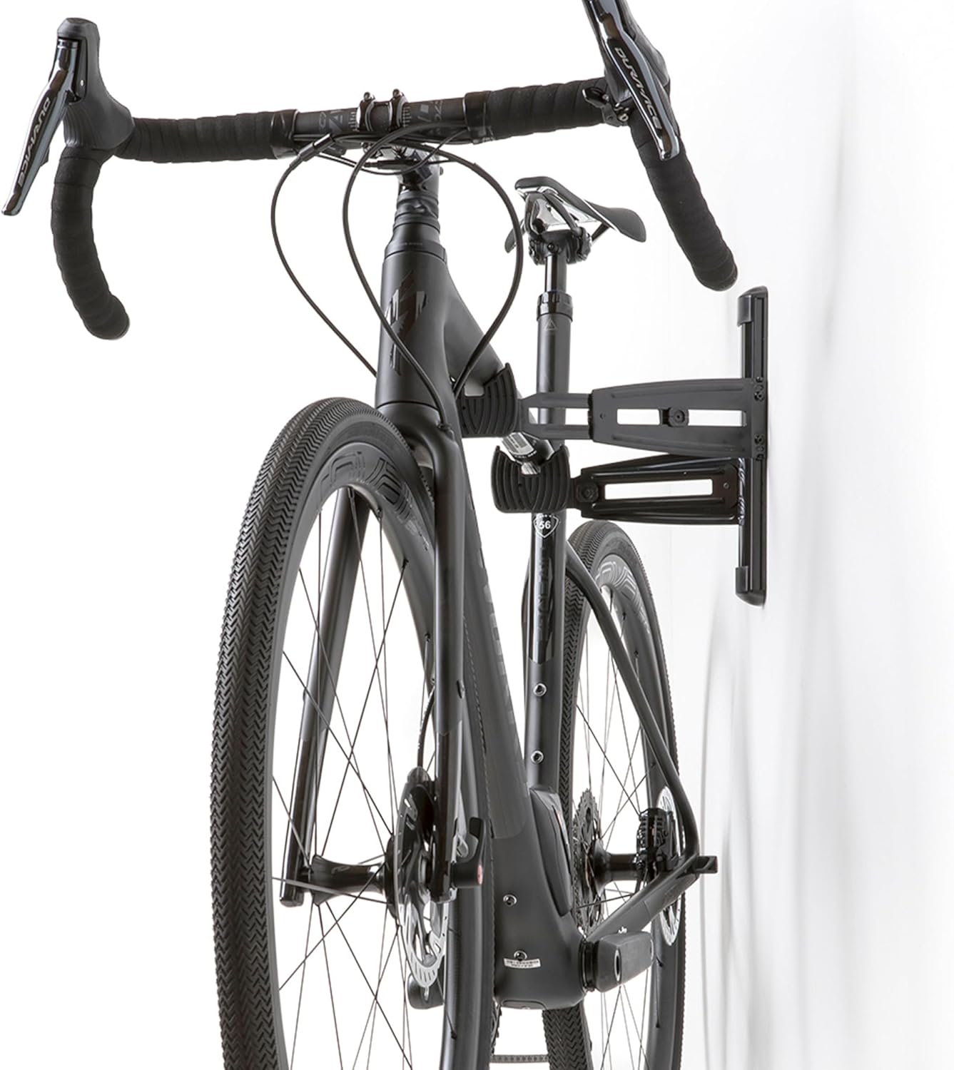 FEEDBACK SPORTS | Velo Wall Rack 2D Bike Storage | Bicycle Hangar Mount W/Adjustable Arms | Road, Gravel, Mountain Bike Compatible | For Garage, Apartment, Shed | Black