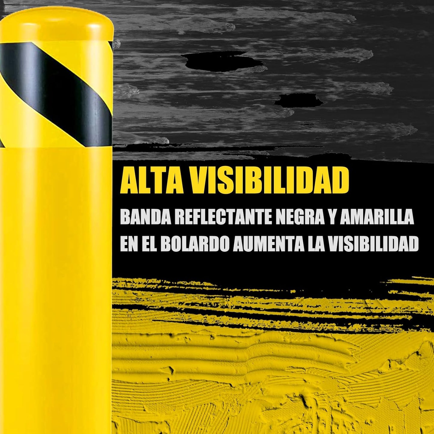 Safety Bollard Post, Steel Bollards,Parking Bollard, Yellow Powder Coated Safety Parking Barrier Post, for Traffic Sensitive Areas (12, 36"H*3"D)