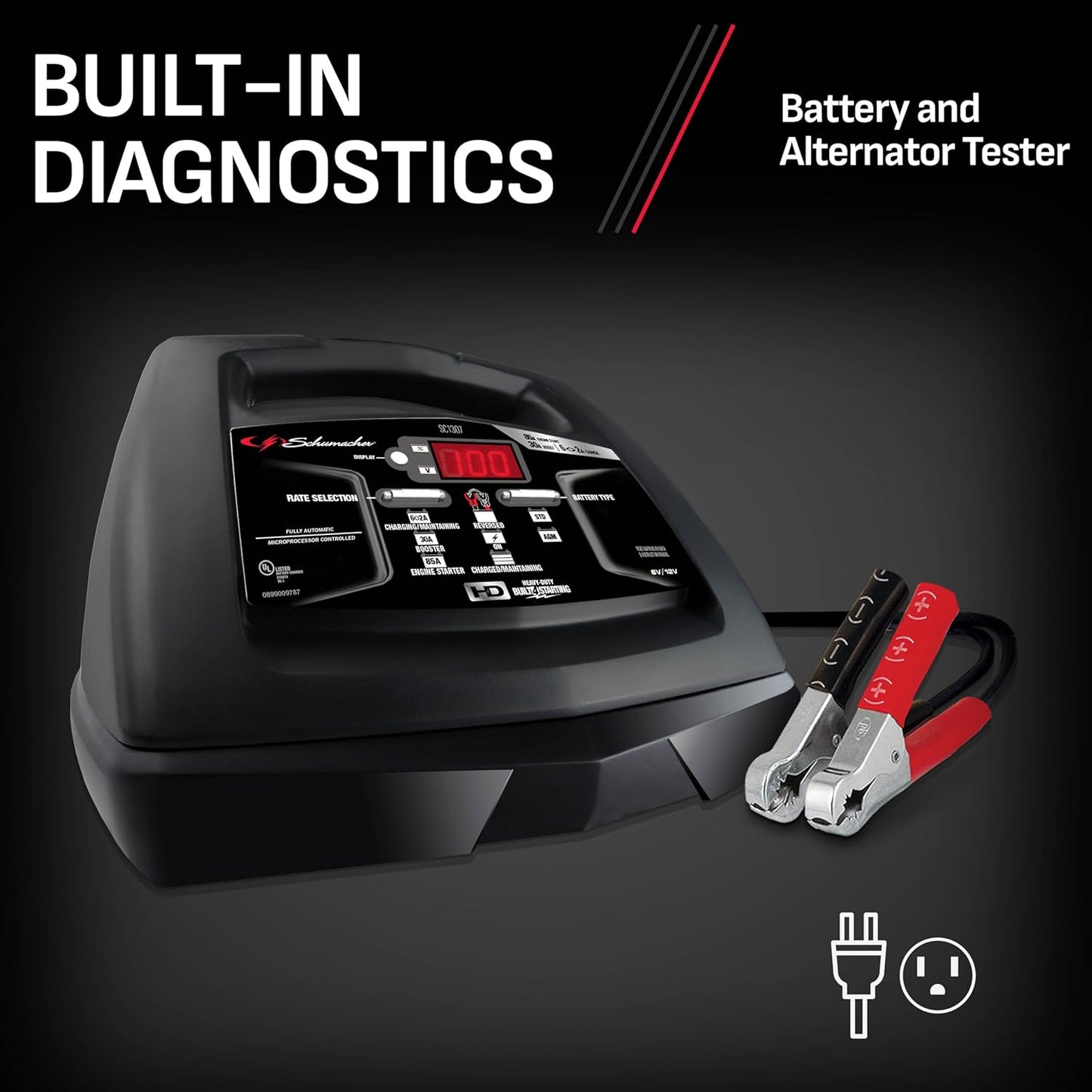 Schumacher Electric 6A Battery Charger and 85A Engine Starter, 6-in-1 Solution for 6V/12V Batteries, Maintainer, 30 Amp Boost, SC1307, for Power Sport, Car, Truck, and Marine Batteries