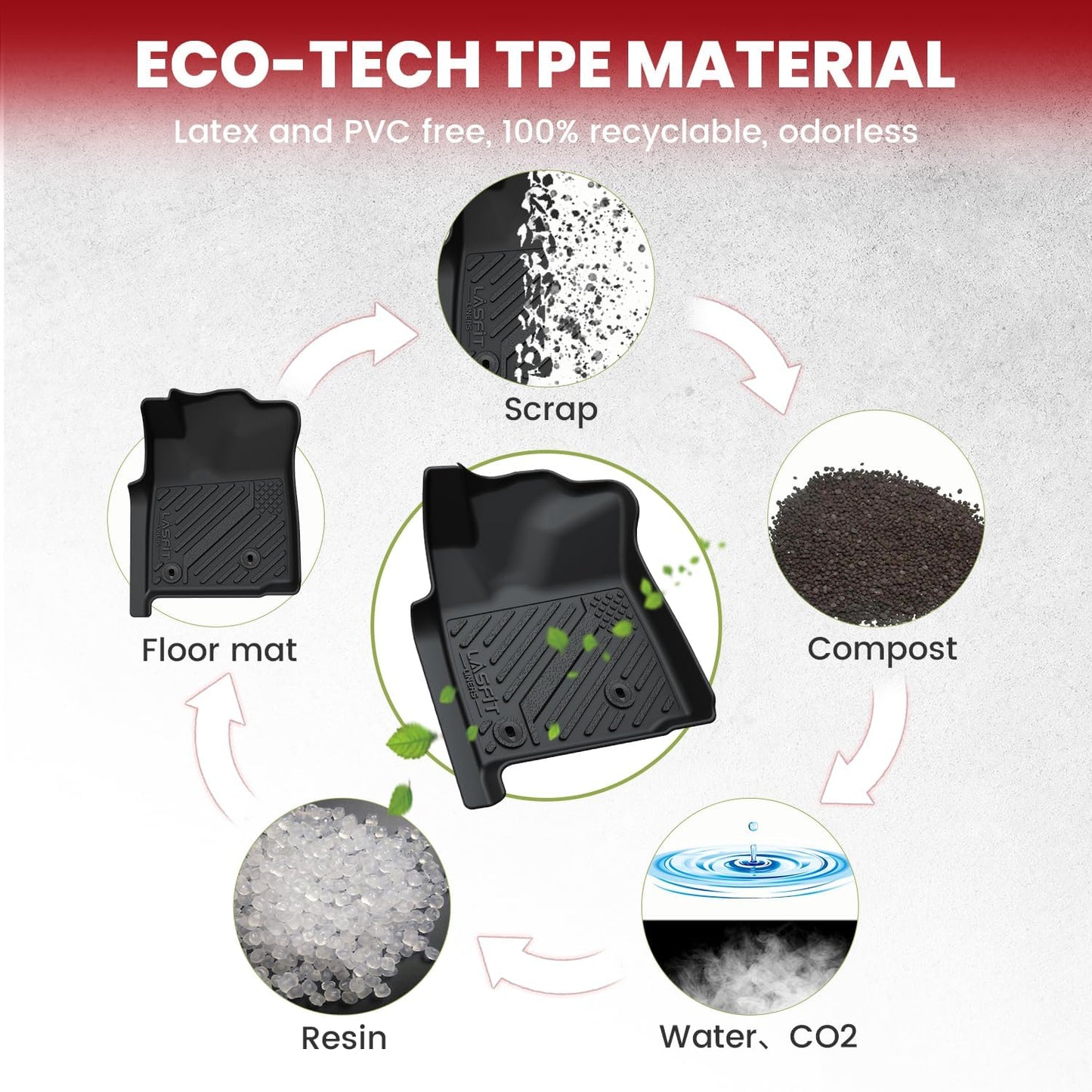 LASFIT Floor Mats for Toyota Tacoma 2005-2011 Access Cab All Weather Custom Fit Floor Liner for Tacoma Second Row Optional with Center Storage Box,TPE Mats Front&Rear 2 Row, Black(Fit Auto Trans)