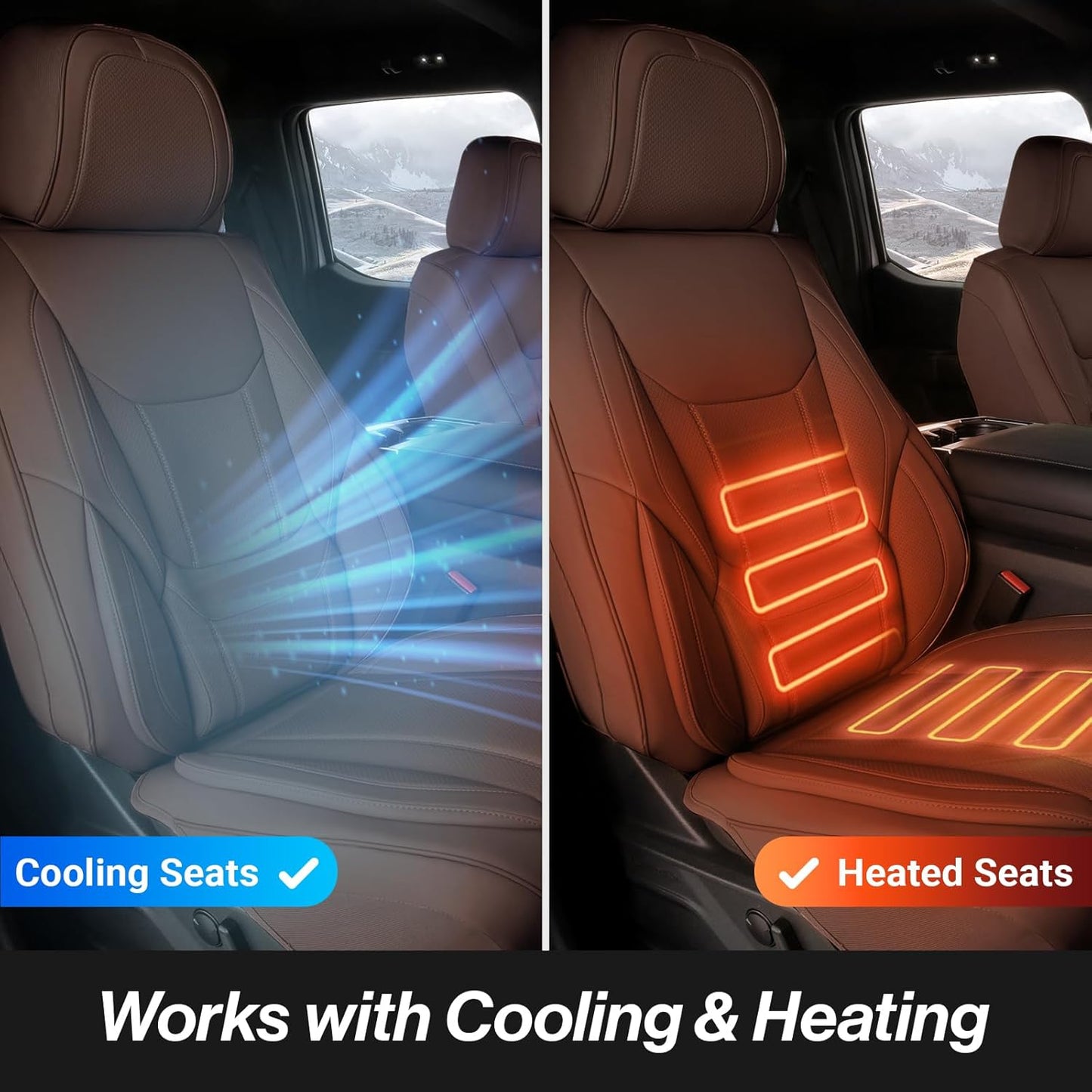 Coverland Custom Car Seat Covers Compatible with 2019-2025 RAM 1500 Crew Cab - Premium Leather Non-Slip Memory Foam Waterproof Cover Interior Protector Full Set-Dark Brown [See Size Chart-Size X122]