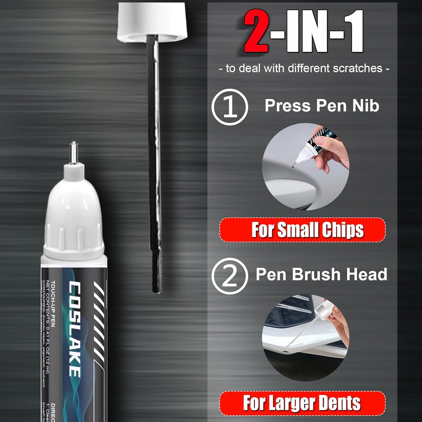 Car Touch Up Paint(Ivory White Tri-Coat Pearl-Coat(PWD/JWD)) for Dodge Ram, Car Paint Scratch Repair Kit, Quick & Easy Solution to Repair, 2 in 1 Scratch Remover Pen with 2PCS Disposable Micro Applicators