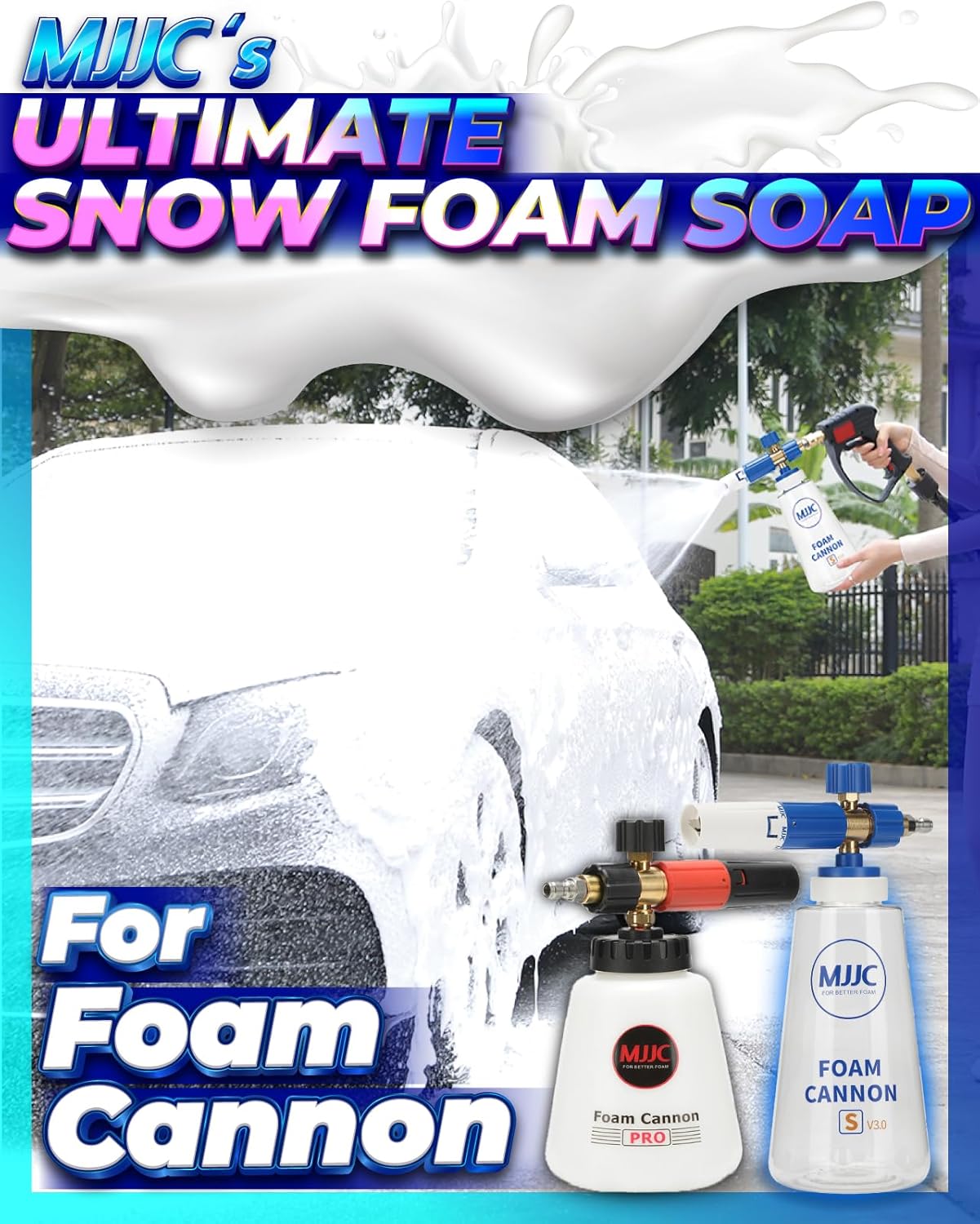 MJJC Foam (64 fl oz) Ultimate Snow Foam Car Wash Soap Specialized Car Shampoo for Foam Cannon and Pressure Washer, Safe for Cars (pH Neutral, 10x Concentrated) (Refreshing cider aroma)