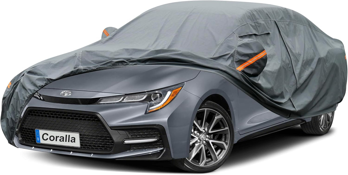 Premium Car Cover Custom Fit Toyota Corolla (2006-2025), 16 Layers Heavy Duty Car Cover Waterproof All Weather with Zipper Door for Sun Rain Snow Dust Uv Protection