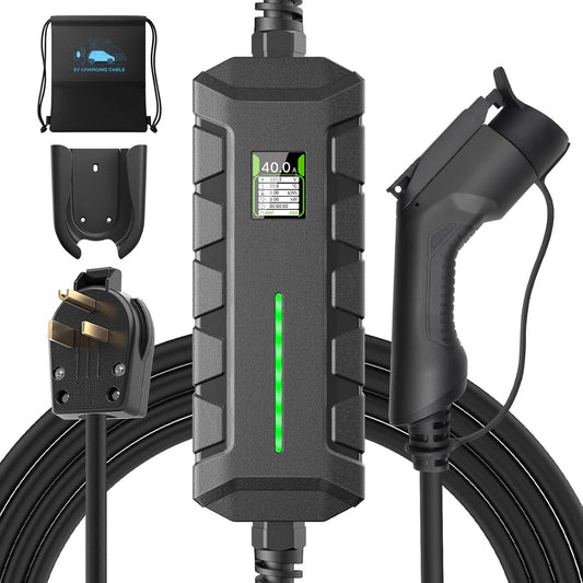 Level 2 EV Charger ETL Certified, 40A 9.6KW Home Charging Station, Plug-in NEMA 6-50 240V, Portable EV Charger with 25FT Cable for SAE J1772 Cars