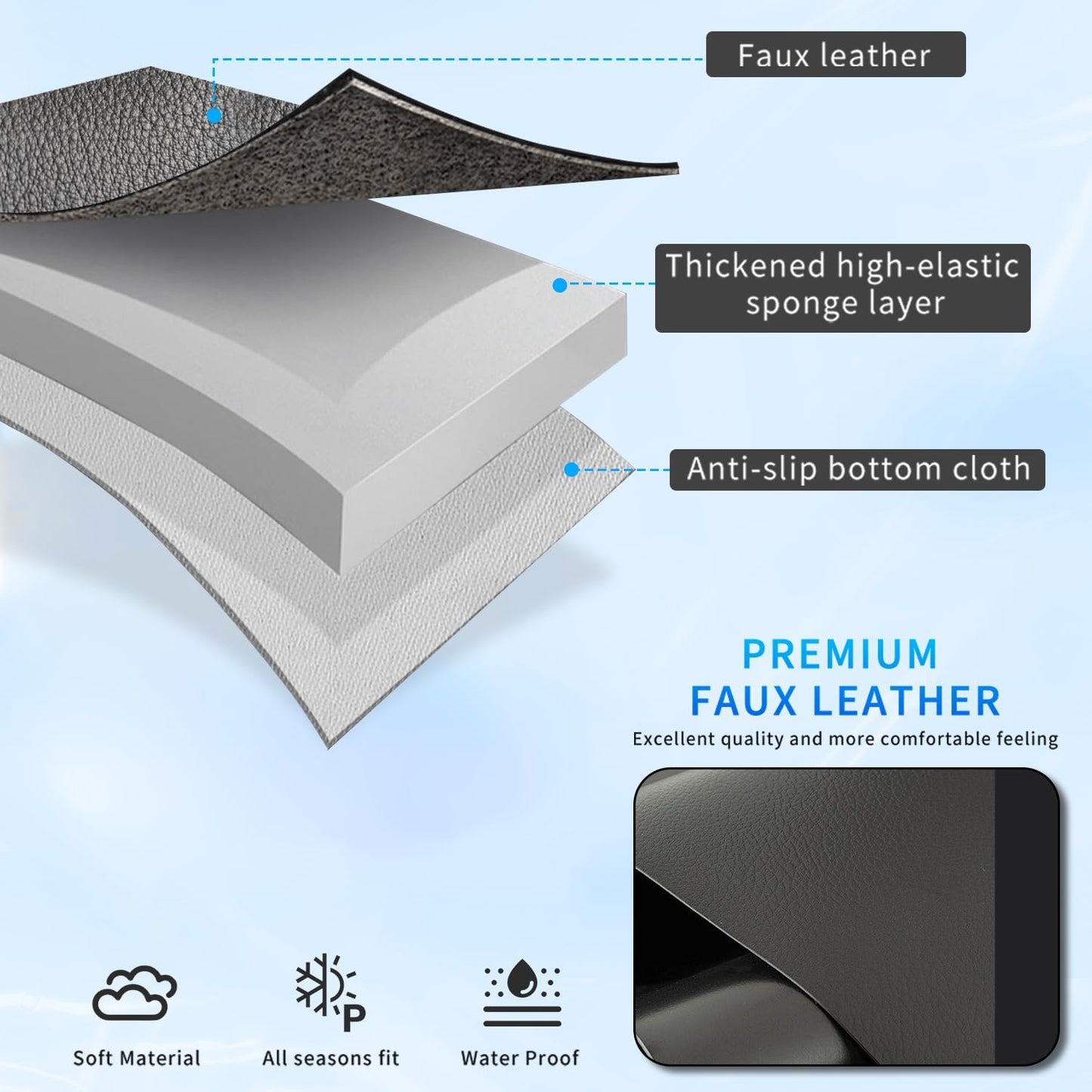 Car Seat Covers Full Set for Toyota Tacoma Double & Crew Cab 2023 2022 2021 2020 2019 2018 2017 2016 Tacoma Interior Accessories Premium Faux Leather Breathable Waterproof (Pure Black)