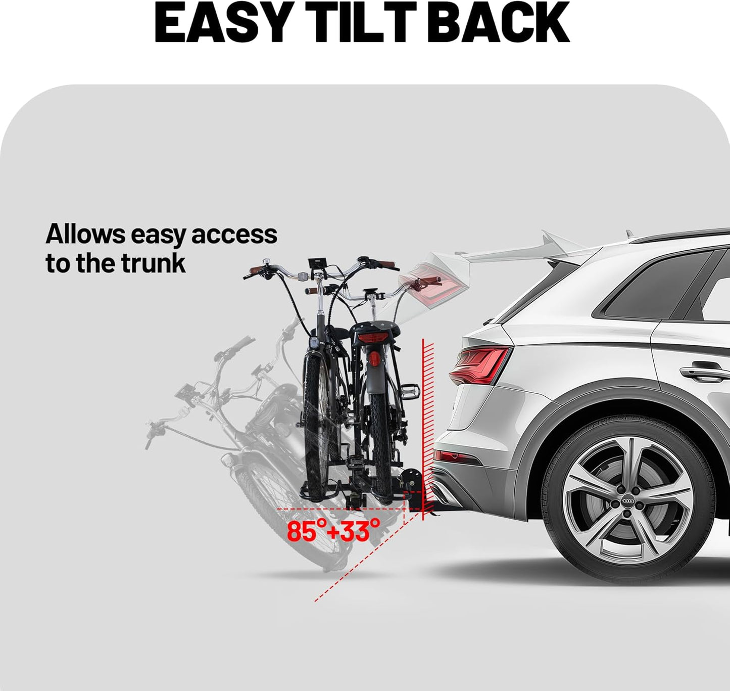 Young 200 lbs. 2 Bike Rack Hitch Mount Platform Style for Cars Trucks SUVs Minivans, fits MTB Gravel Road Bike with Up to 5-inch Fat Tire Carrier Rack - 2" Hitch Receiver