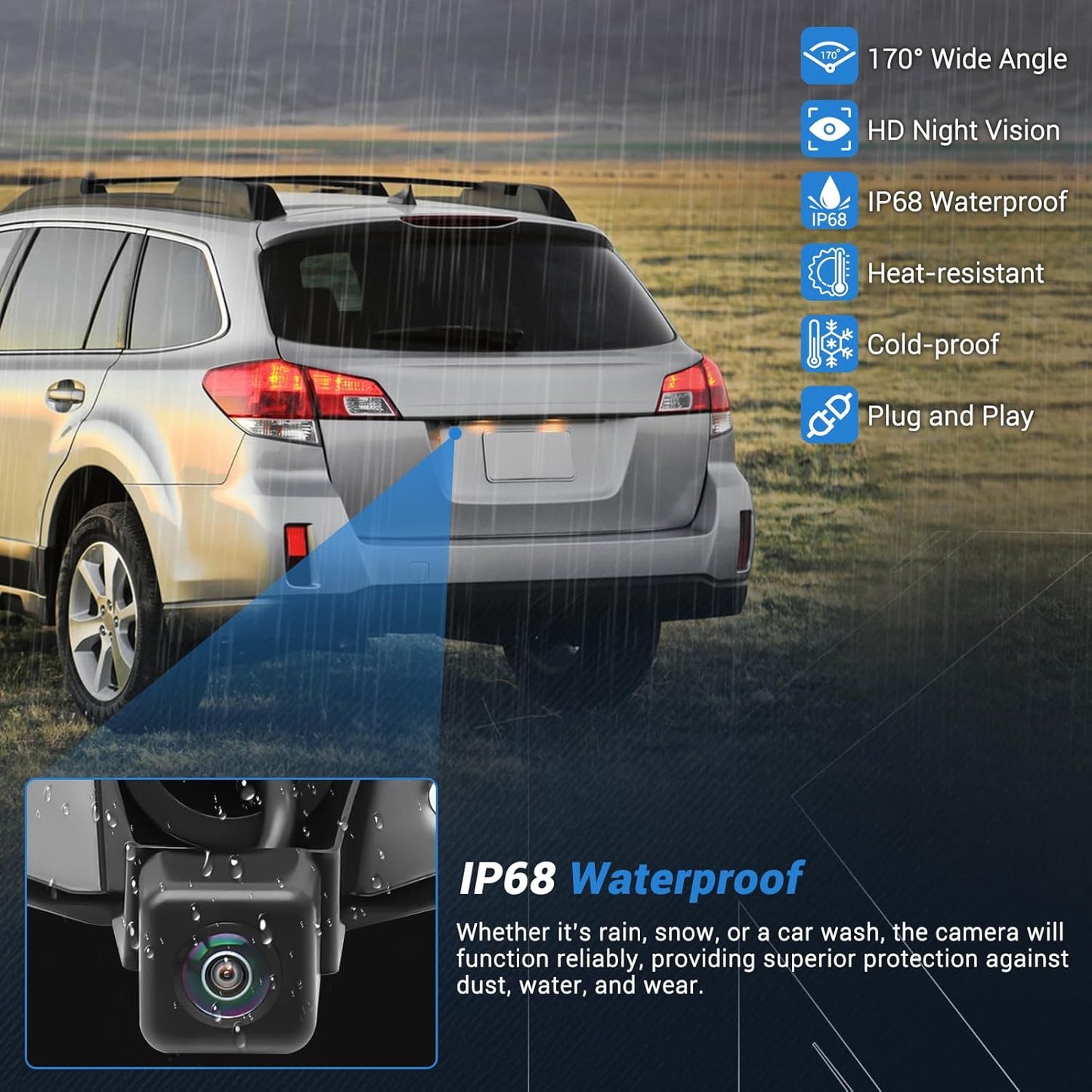 86267AJ10A Upgrade Rear View Backup Camera Compatible with Subaru Legacy Outback 2010-2014, 170° Wide Angle Park Assist Camera Replace 86267-AJ10B, 86267-AJ10A, 86267-AJ100