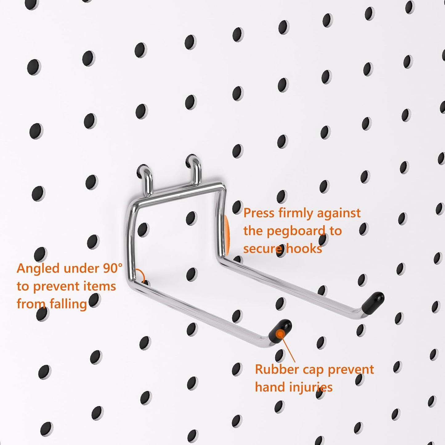 FRIMOONY Heavy Duty Pegboard Hooks 30 Pack, 4 Inch Long, Fitting 1/4 Inch Pegboard Holes, Silver Metal Garage Workshop Shed Organizer