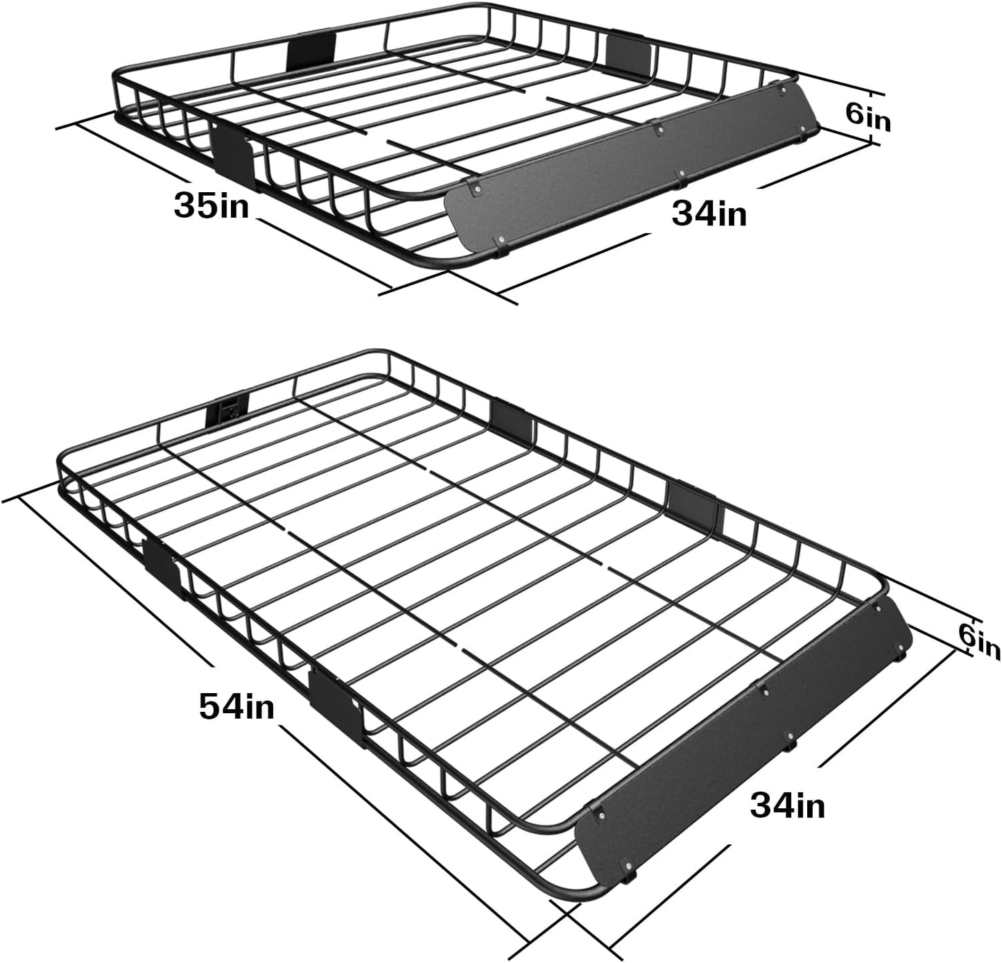 WEIZE 54" x 34" x 6" 200lb Heavy Duty Roof Rack Carrier Basket with Waterproof Bag, Cargo Net and Ratchet Straps, Universal Car Top Luggage Holder for SUV, Truck