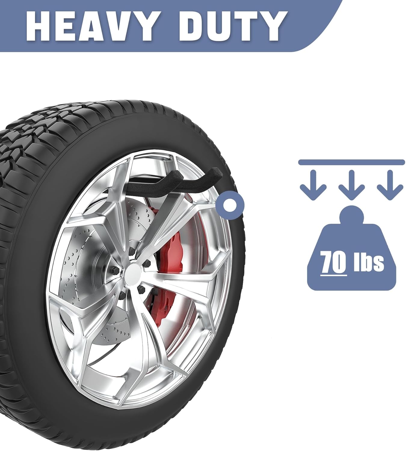 WALMANN Wall Mounted Garage Hooks, Heavy Duty 12-inch Tool Hooks for Hanging, Tool Hangers for Car Tires, Ladders, Folding Chairs, Strollers, Garden Tools (Pack of 4)