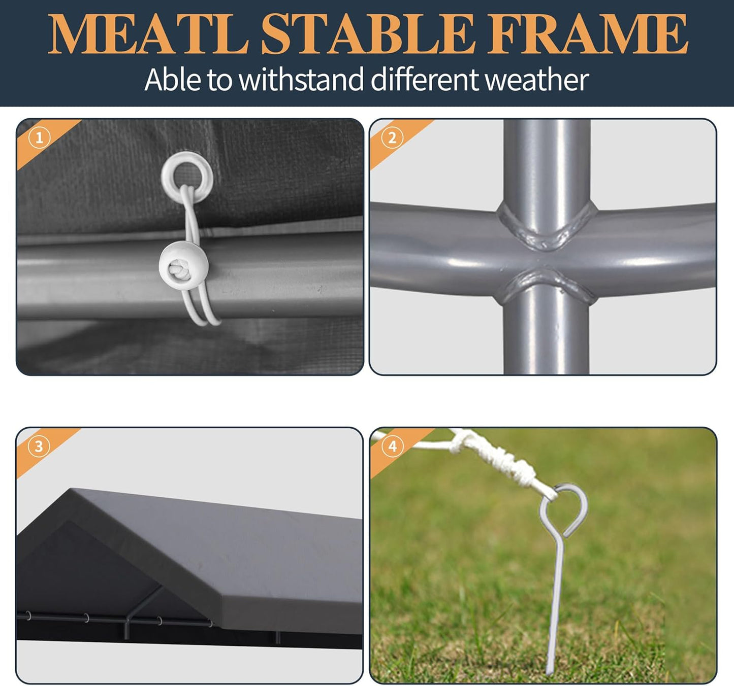 Shintenchi 10x20ft Heavy Duty Carport with UV Resistant Canopy, Powder-Coated Steel Frame, Easy to Assemble Portable Garage, Stable Carport for Car, Bike, Camp, Outdoor Storage (Grey)