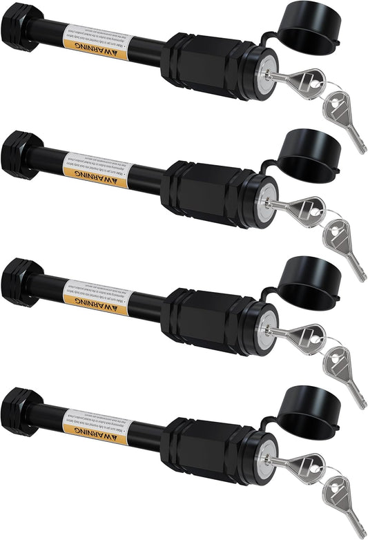 RETRUE Heavy-Duty Trailer Hitch Locks - 5/8" Pin for 2" and 2-1/2" Class III-IV Receivers, Includes 5 O-Rings and Weatherproof Caps, Ideal Trailer Accessories, 4 Pack