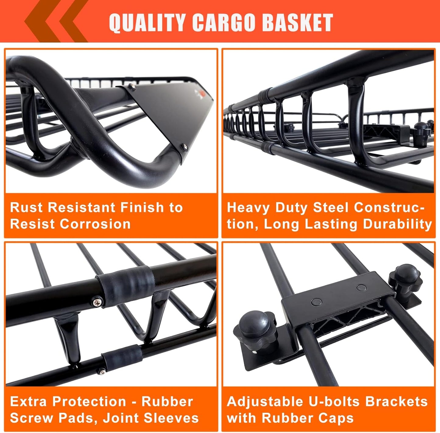 MeeFar Roof Rack Carrier Basket Universal Rooftop 51" X 36" X 5" + Waterproof Bag 15 Cubic Feet (44" 34" 17"), and Cargo Net with Attachment Hooks, Ratchet Straps