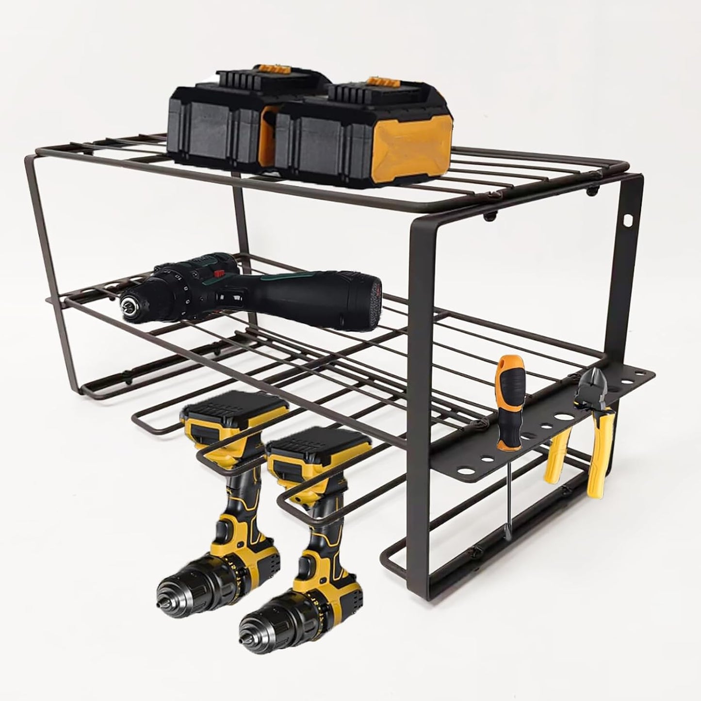 Tool Organizer, Power Tool Organizer Wall Mount with 3 Layers Tool Storage Rack for Drill Holders (Medium)