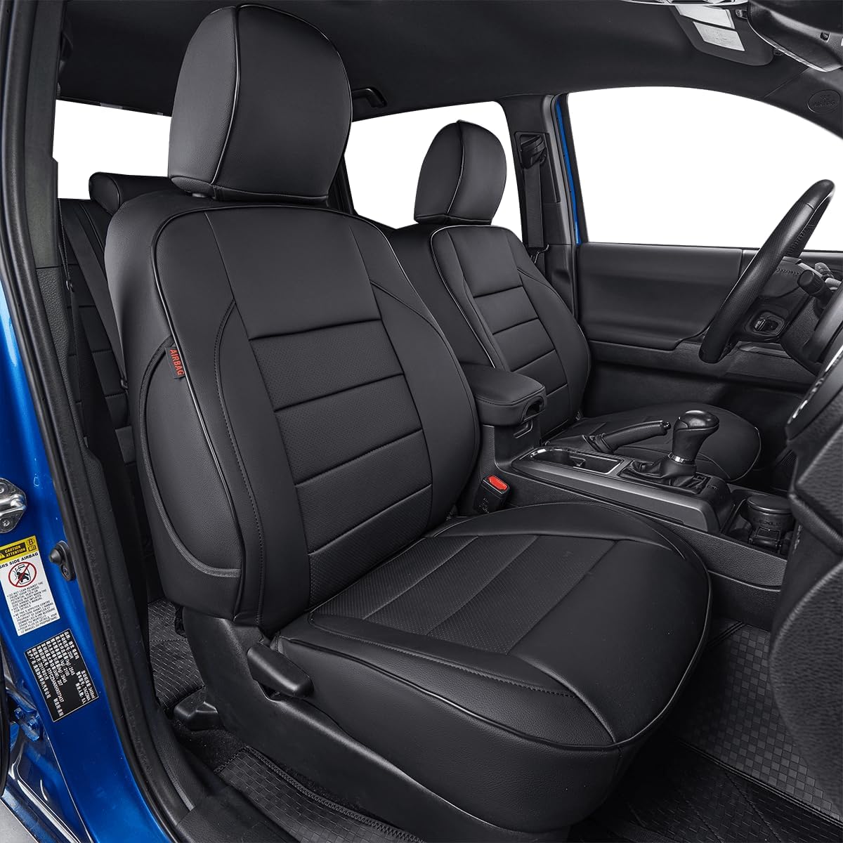EKR Custom Fit Tacoma Car Seat Covers for Select Toyota Tacoma 2016 2017 2018 2019 2020 2021 2022 2023 Access Cab -Full Set,Leather(Black)