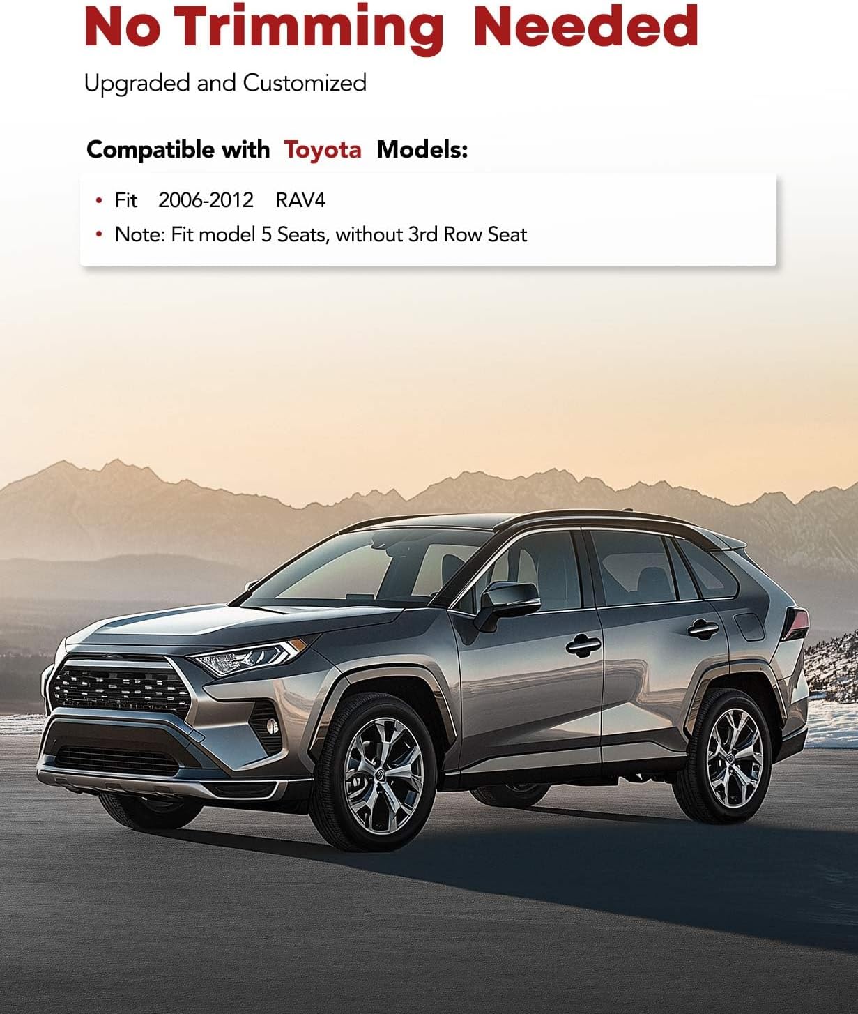 YHTAUTO Automotive All Weather Floor Mats Compatible with Toyota RAV4 2006-2012 5 Seats, Without 3rd Row Seat, Car Mats Custom Fit TPE Floor Liners Front & Back Seat, Black, Set of 3