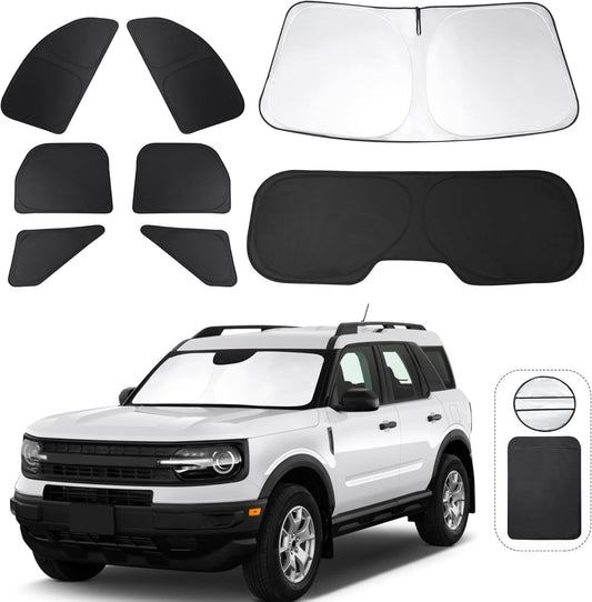 TINGLU Window Shades for Ford Bronco Sport 2021-2024 2025 Accessorie Car Side Full Windows Rear Triangular Windshield Sun Shade Sun UV Rays & Privacy Protection for Camping,Napping,and Relaxing 8PCS