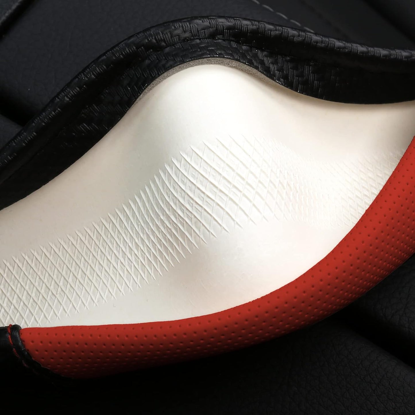 Car Steering Wheel Covers for Women Girl Padded Carbon Fiber PU Leather Cute Cartoon Auto Interior Accessories for Jeep, Truck, Universal, Anti Slip, Red, Large Size 15.5-16"(39-41cm)