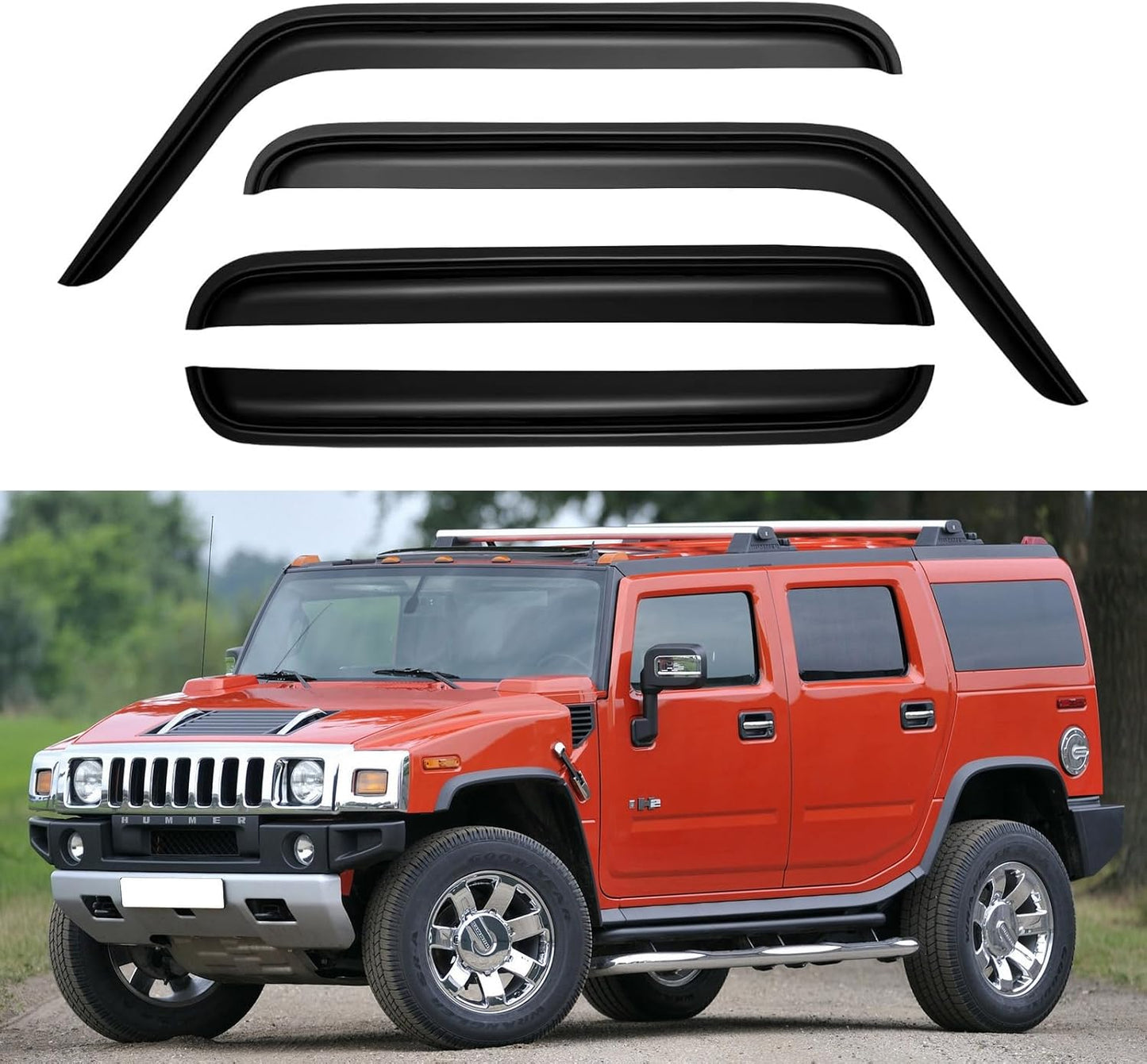 Window Visors Rain Guards Shield for 2003-2009 Hummer H2, Out-Channel Window Vent Wind Deflectors Visors Shades for 03-09 Hummer H2