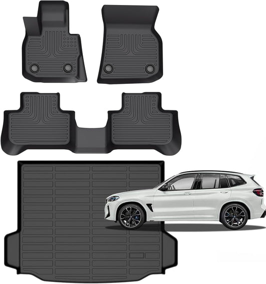 for BMW X3 Floor Mats 2024 2023 2022 2021 2020 2019 2018(Only Fit Models with X3 Spare Tire),Car Mats for BMW X3 G01/M40i/30i/M All Weather Car Mats Cargo Liner Accessories 2018-2024