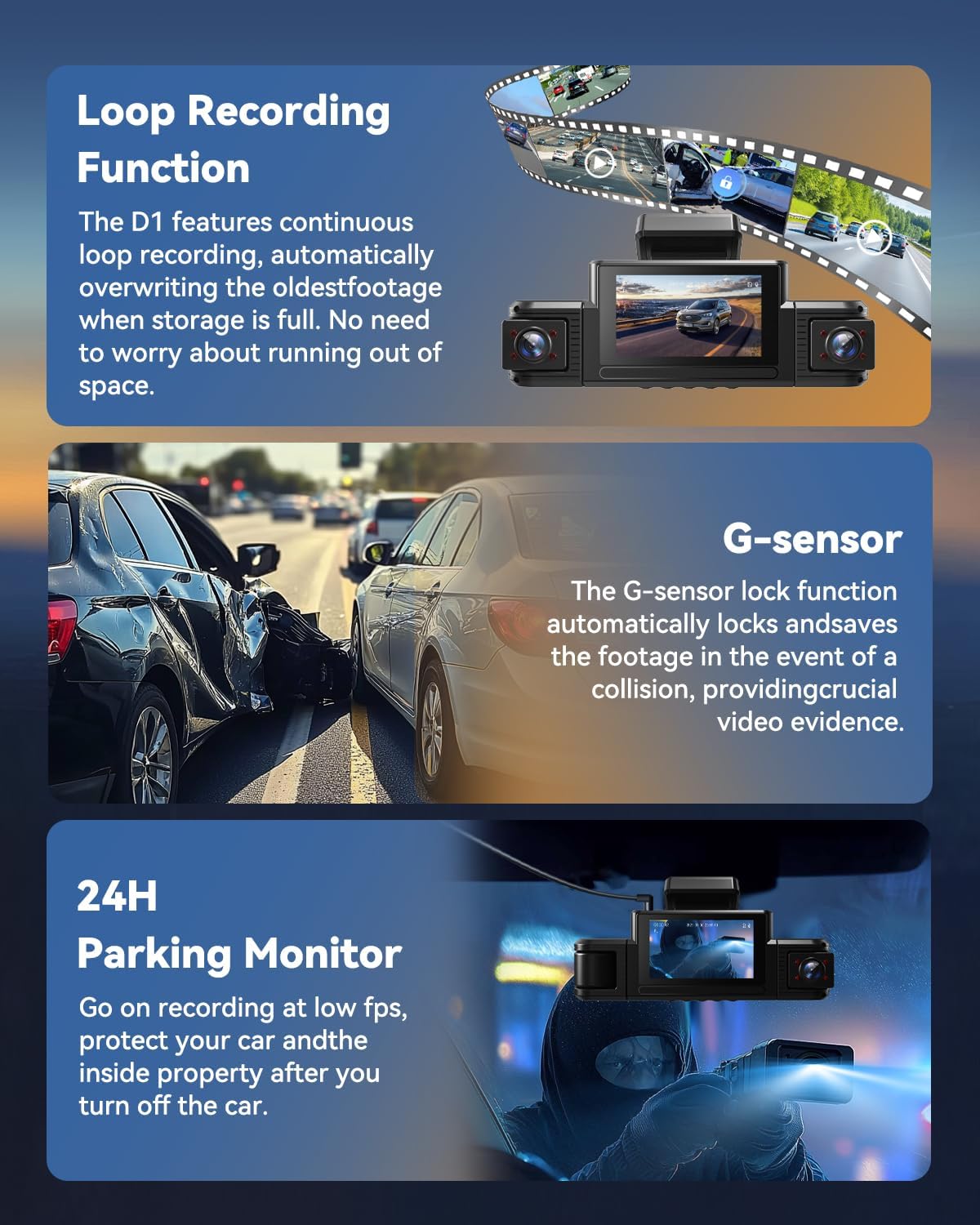4 Channel Dash Cam 360° View, Front and Rear Inside Left Right, 2K Dash Camera for Cars, Built-in 5G WiFi & APP Control, Night Vision, G-Sensor, 24/7 Recording Parking Mode, with 64GB SD Card