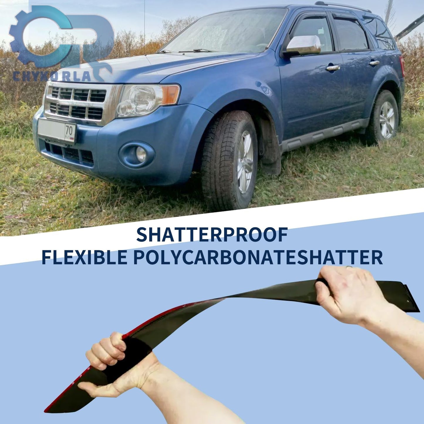 Window Visor Rain Guard Compatible with 2001-2012 Ford Escape, Fit for 2008-2011 Mazda Trubute, Fit for 2005-2011 Mercury Mariner, Tape-On Side Vent Window Deflector