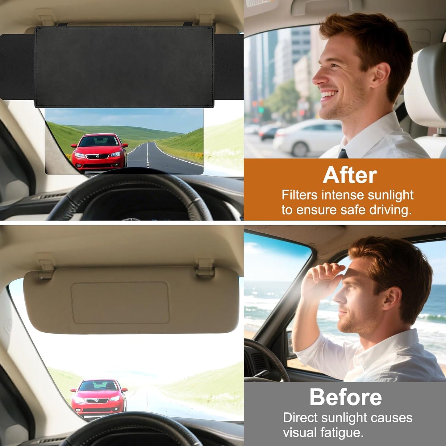 Sun Visor Extender for Car, Visor Extender Sun Blocker, Sun Visor Extension with Anti-Glare Lens Blocks UV & Sunlight, Adjustable Car Sun Visor for Safe Driving (1 Pack)