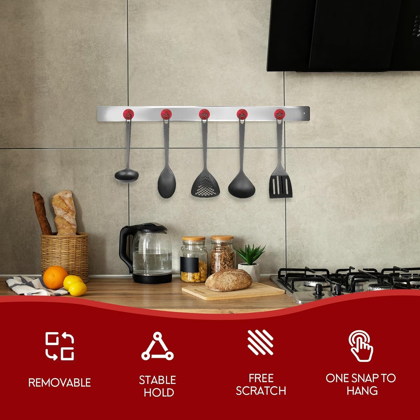 Neosmuk Magnetic Hooks, Cruise Ship Essentials, 120lb+ Heavy Duty Magnetic Hooks for Cruise Cabins, Refrigerator, Grill, Hanging, and Travel | Extra Strong Must-Haves Magnet Hook,Red, Pack of 10