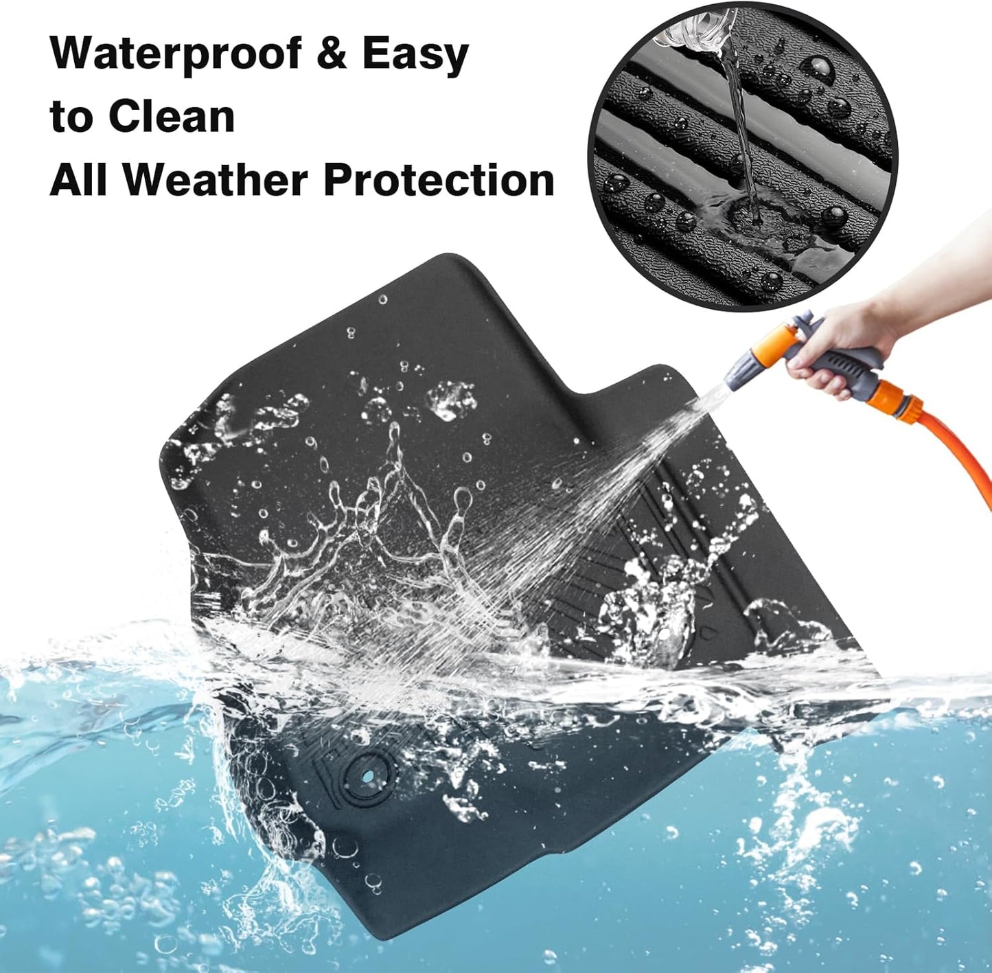 Powerty Floor Mats for 2018-2024 Ford Expedition with 2nd Row Bench Seat Accessories All Weather Floor Liner 3D TPE 1st & 2nd Row Floor Mat Heavy-Duty Floor Liners