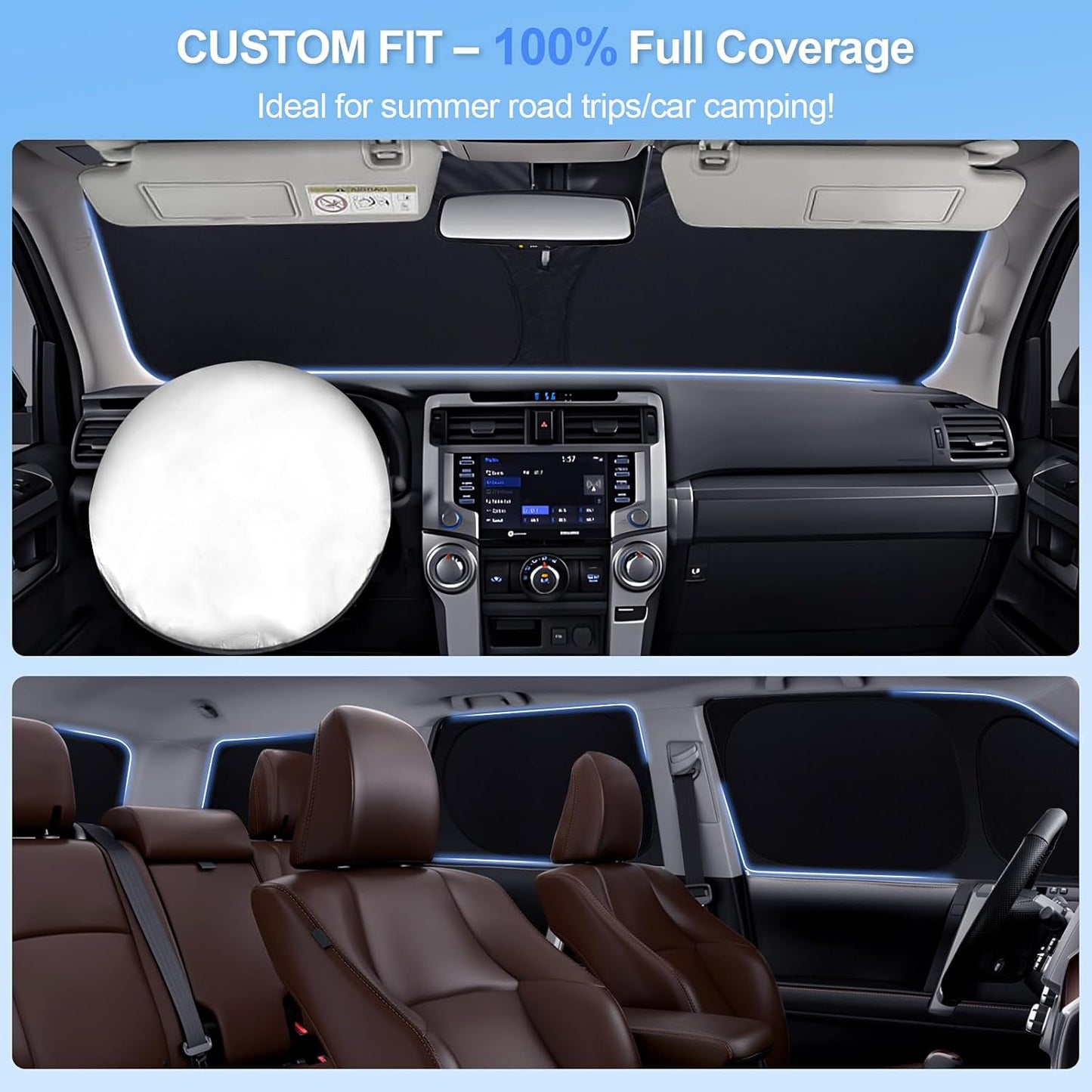 8pcs Car Window Shades for Ford Bronco Sport 2021-2024 2025 Accessories,Windshield Side Rear Full Sunshade,Sun Visor UV Blocking, Privacy Protection and Blackout for Camping Outdoor