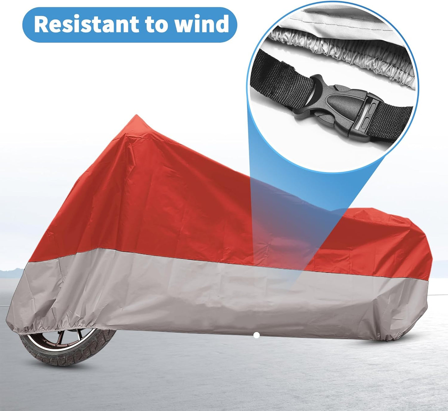 X AUTOHAUX Motorcycle Cover for Harley Davidson for Honda for Suzuki All Season Waterproof Sun Outdoor Protection Motorbike Cover Fits Up to 104.33'' Motorcycles Cover XXL Red Silver Tone