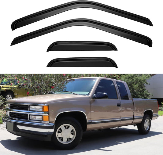 Window Visors Rain Guards for 1988-1999 Chevy/GMC C1500/ C2500/C3500/ K1500/ K2500/ K3500 Extended Cab, Out-Channel Window Vent Wind Deflectors Visors Shades