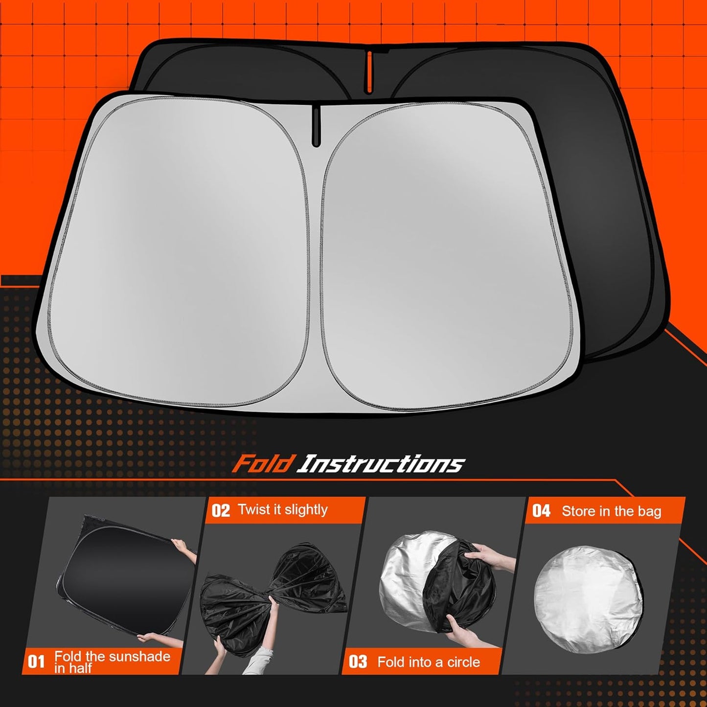 Custom Fit Windshield Sun Shade for Ni-ss-an Rogue 2021-2025 - Full Coverage, 210T Reflective Fabric, Double-Layer Design - Blocks 99% UV Rays, Keeps Car Cool, Easy to Install and Store
