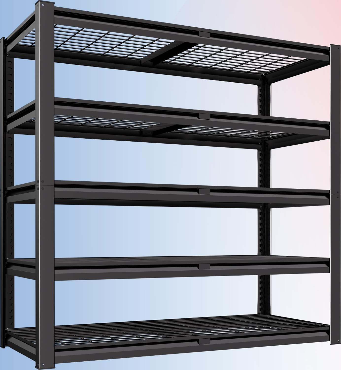 PrimeZone 72" H X 48" W X 18" D Heavy Duty Garage Shelving 5 Tier 2500 LBS Storage Shelves Adjustable Industrial Metal Wire Shelf Unit for Garage,Basement,Pantry,Warehouse,Commercial